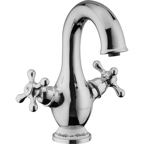 PaulGurkes Waschtischarmatur Nostalgie Landhausstil Wasserhahn Zweigriffmischer (1/4)