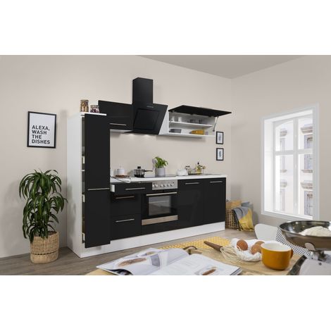 Cuisine Kitchenette Bloc cuisine Blanc Noir Amanda 240 cm Respekta Premium