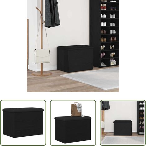 vidaXL Wohnzimmerbank - Sitzbank mit Stauraum Schwarz Eichen-Optik 62 x 42 x 45 cm (1/5)