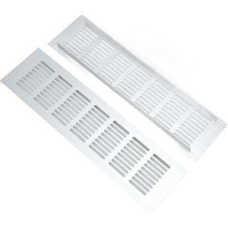 Grille d'aération en alliage d'aluminium argenté, rectangulaire, dissipateur thermique pour armoire, placard, camping-car, 80x300mm/3.14x11.81in (1/5)