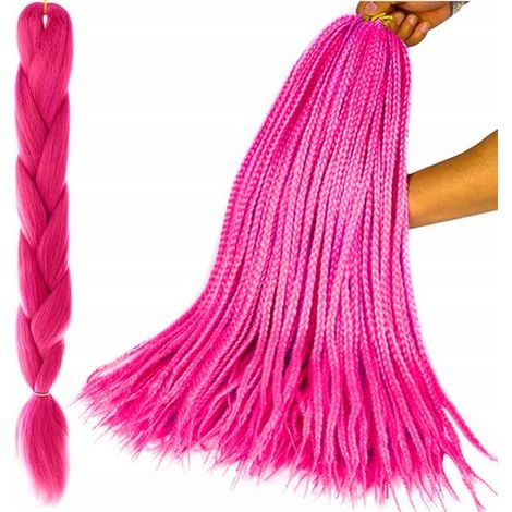 Pinkfarbene, dicke, gerade Zöpfe aus synthetischem Haar (1/4)