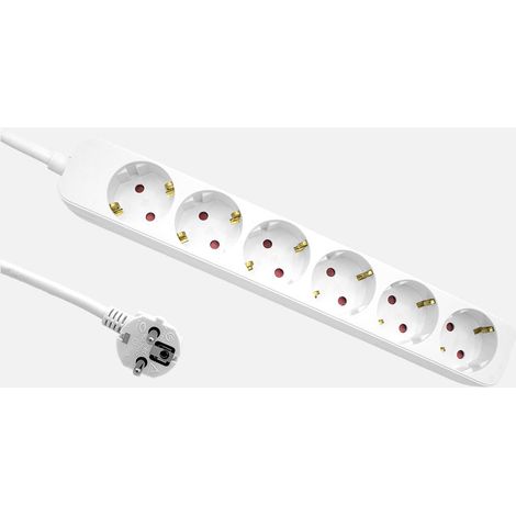 Rallonge Florey câble 3 m 3G×1,5 mm² 6 prises blanc (1/2)