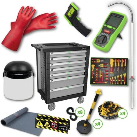 JBM 54233 Cassettiera 7 cassetti con assortimento riparazione veicoli elettrici 48 pz.