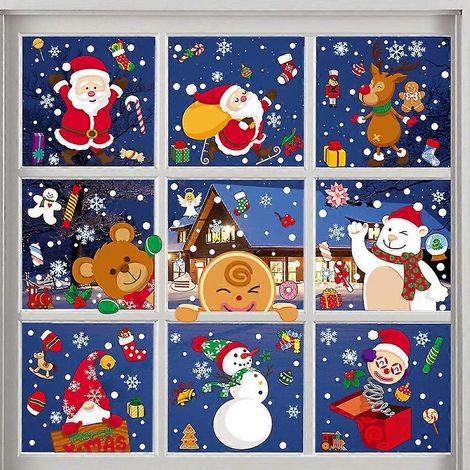 Décorations de Noël repositionnables pour fenêtres, autocollants pour vitres aux motifs classiques et populaires (1/5)