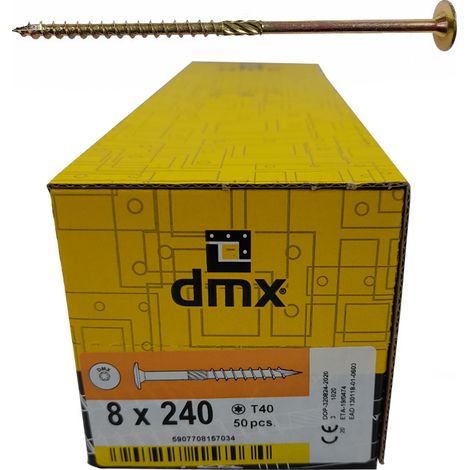 Vis à bois plate 8x240 Torx - Résistantes - Haute qualité - Idéales pour les projets en bois