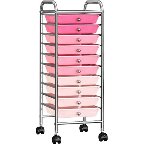 Chariot de rangement mobile à 10 tiroirs Ombre Rose Plastique CFW940640 (1/5)