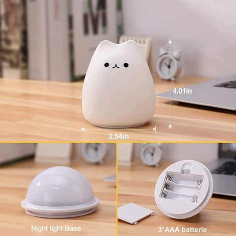 Luce notturna per neonati, luce notturna per bambini, luce notturna kawaii a forma di gatto con 7 colori, luce notturna a LED, funzione timer per lampada da comodino, luce notturna touch (1/4)