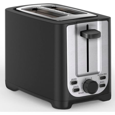 bella Grille-pain 2 Tranches avec Arrêt Automatique, Fentes Extra Larges et Ramasse-miettes Amovible, Fonction d'Annulation, de Décongélation et de Réchauffage, Acier Inoxydable et Noir (1/5)