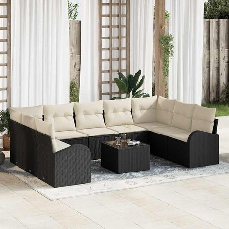 vidaXL Set di divani 10 pcs Nero polyrattan (1/5)