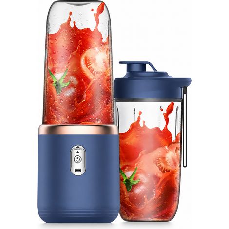Blender Portable Rechargeable USB Bleu, 6 Lames, Gobelet à Jus pour Maison et Extérieur (1/5)