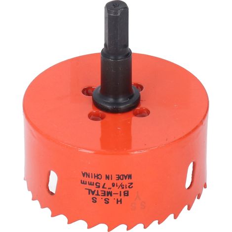 Scie cloche bimétallique en acier rapide, foret avec alésage pour bois et PVC, 75 mm / 2,95 pouces (1/5)