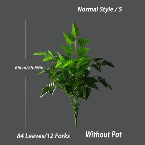 (65 cm, 12 branches) Grand arbre artificiel de feuilles de Perse, faux palmier, branche de Monstera en plastique, grande fougère tropicale pour la décoration de la maison et du jardin (1/4)