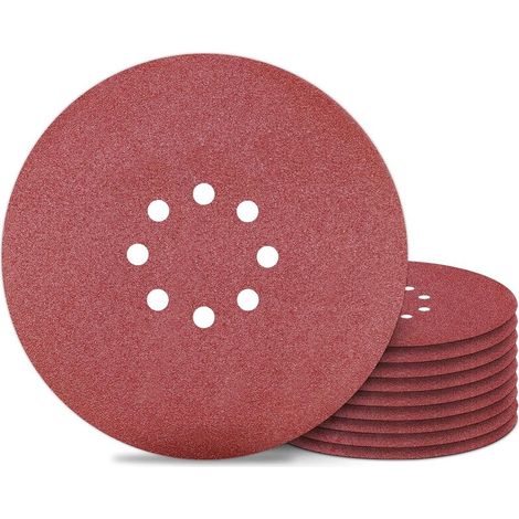 Disque de Ponçage 225 mm Papier Abrasif 8 Trous Grain 40 pour Ponceuse Murale 10PCS (1/5)