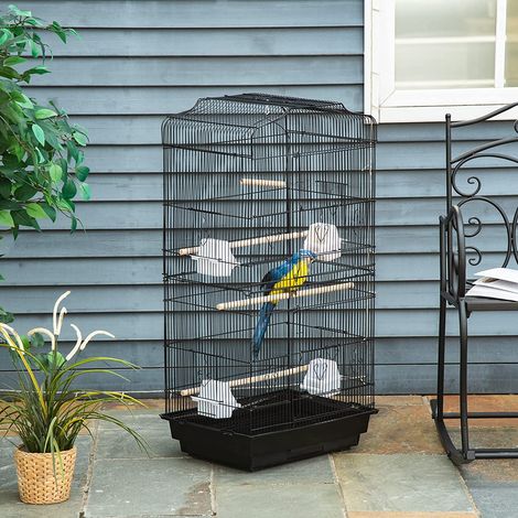 Wyctin – Cage à oiseaux volière 46 x 36 x 92 cm – Plateau excrément amovible – Acier à faible teneur en carbone – Distance entre tiges 1 cm (1/5)