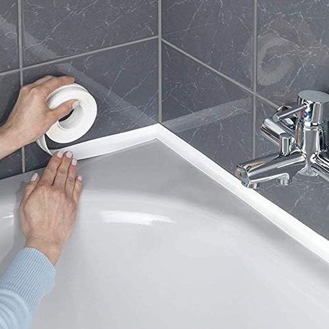 2pcs Rouleau de Joints Adhésifs Cuisine et Salle de Bain Épaisseur 2.2cm Longueur 3.2m Blanc (1/5)