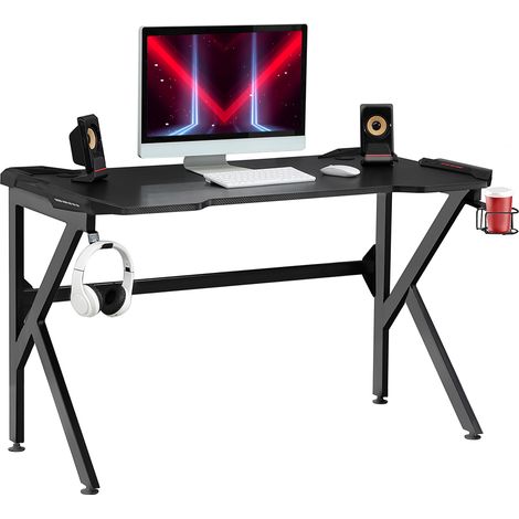 HOMCOM Spacious Gaming Desk Home Racing w/ Steel Frame Cup Headphone Holder Hook