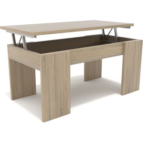 Mesa de Centro elevable MC-4 - Blanco/Roble (1/5)