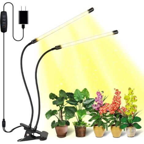 QORVA-Lampe de culture pour plantes d'intérieur, lampe à pince à spectre complet, gradation à 10 niveaux, interrupteur marche/arrêt automatique (1/5)