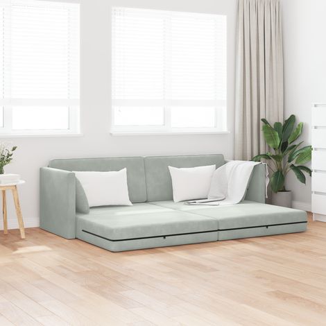 Boden-Sofa-Bett Hellgrau 213 x 70 x 77 cm Samt vidaXL (1/5)