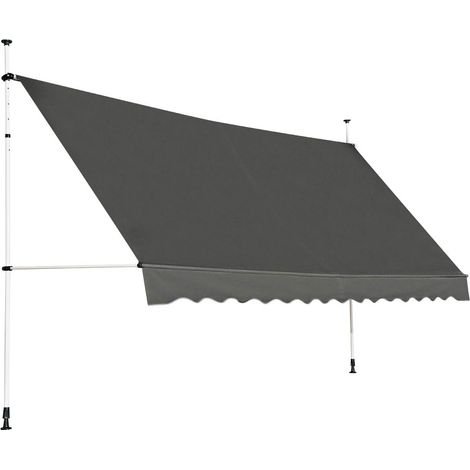 Goplus – Store banne manuel rétractable 4x1,2m – Aluminium léger – Hauteur réglable 2-3m – Installation sans perçage – Protection solaire efficace (1/5)