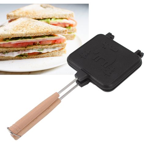 Plaque à sandwich avec poignée amovible, moule à toast, revêtement antiadhésif double face (1/5)