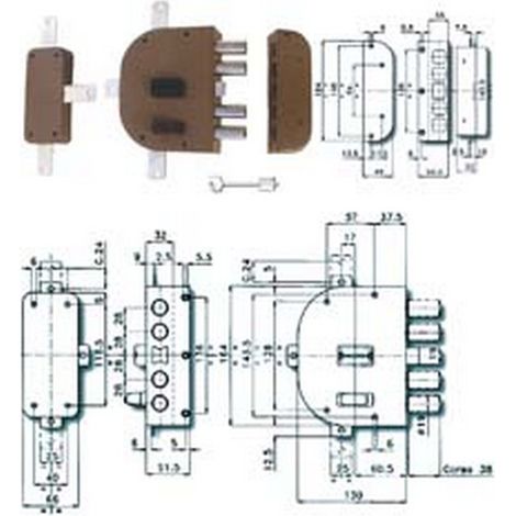 1PZ SERRATURA QUINTUPLICE DA APPLICARE CON SCROCCO DOPPIA MAPPA 2350 - mm.60 DX (2350-01)