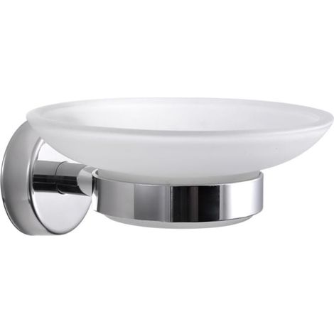 Porte-Savon En Verre Et Acier Inoxydable - Fixation Murale Adhésive - Pour Salle De Bain Moderne - Lot De 1 (1/5)
