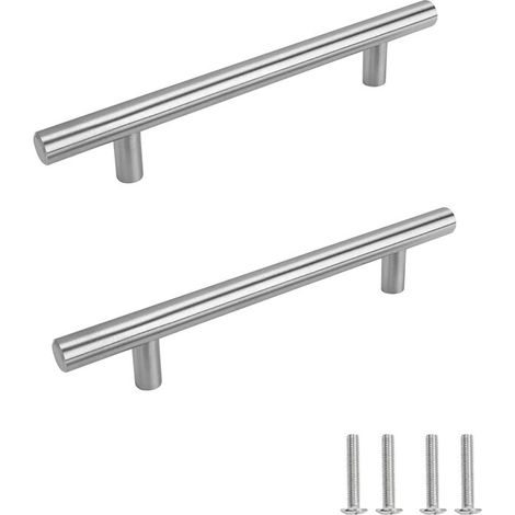 Unités En argent acier inoxydable Boutons De Porte Tirer La Poignée De Meubles avec Vis pour Tiroir Meuble Cuisine Cuisine Home Decorating, Trou à Trou Centre Distance 128 mm 2PCS-Oi-FRIS (1/5)