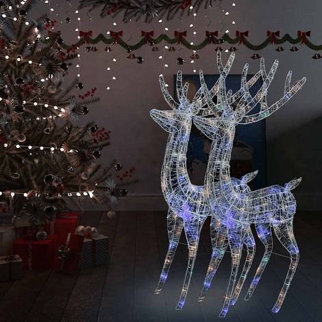 Rennes de Noël XXL Acrylique 250 LED 2 pcs 180 cm Multicolore (1/5)