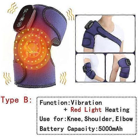 Elektrische Kniebandage mit rotem Licht, Infrarotheizung, Vibrationsmassage für Kniegelenke und Ellbogen, Schmerzlinderung bei Arthritis – 1 Stück – Blau