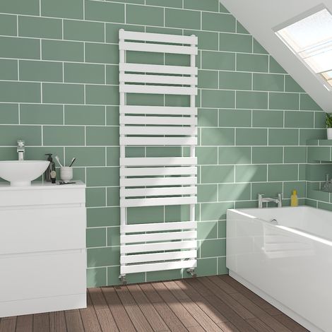 Flat Panel White Towel Radiator Bathroom Heated Warmer 1800x600mm (1/5)