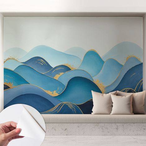Selbstklebende Tapete modern Wohnzimmer - Wanddeko Schlafzimmer - Tapete mit Motiv Wellenförmige Landschaft 208x146 cm