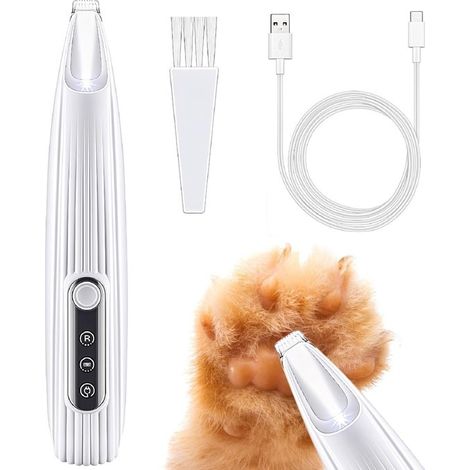 Recortadora de patas,Aseo para perros y gatos con luz LED,Recortadora de pelo recargable por USB para patas (1/5)