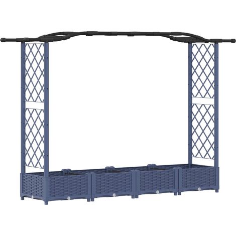 Fioriera da giardino Letto Rialzato con Griglia e Tetto Grigio 207 x 40 x 123 cm PP (1/5)