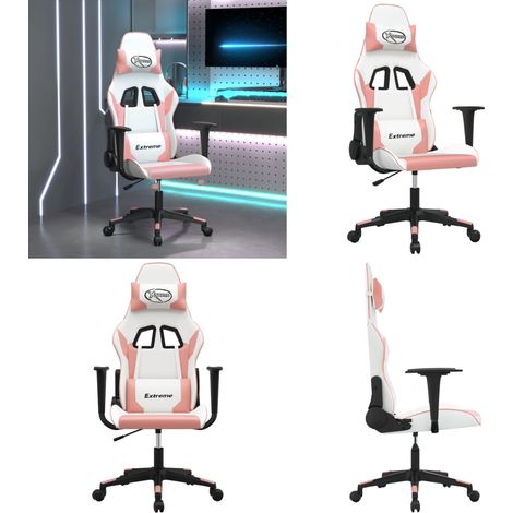 Gaming-Stuhl Weiß und Rosa Kunstleder - Gamingstuhl Kunstleder - Gamingstuhl Weiß Rosa