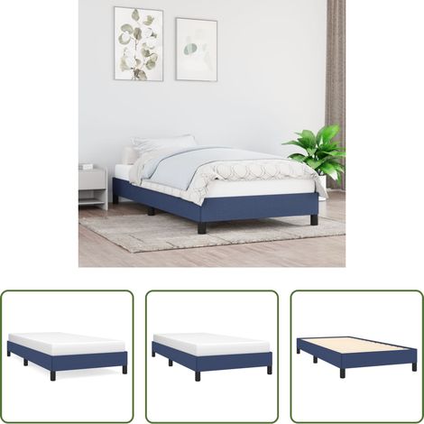 Sommeil - Cadre de lit sans matelas bleu 90x200 cm tissu (1/5)