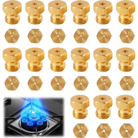 15 pièces Gicleur gaz Butane Universels, Jeu de Conversion pour GPL pour Gazinière, Cuisinière et Plaque de Cuisson Bouteille (1/5)