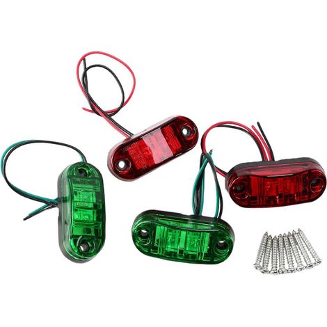 Feux de position latéraux pour bateaux, camions et fourgonnettes, 4 x 2 LED rouges/vertes, 10-30 V (1/5)