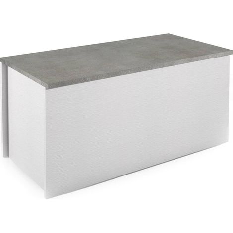 Dmora Baule Miltonia, Capiente box contenitore multiuso, Cassapanca moderna, 100% Made in Italy, Cm 90x45h45, Bianco e Cemento, con imballo rinforzato