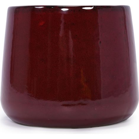 Juego de 4 macetas de cerámica esmaltada roja brillante con drenaje, Ø33/26/20/15 cm (1/5)