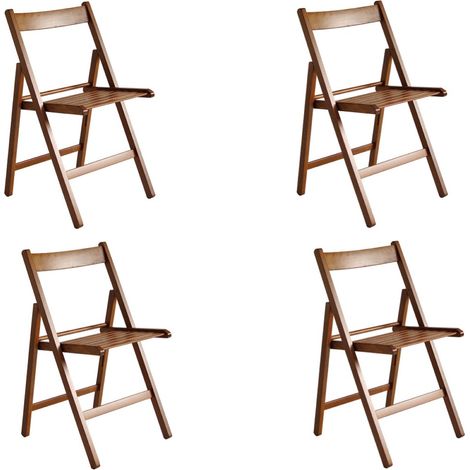 Sedia richiudibile per campeggio casa giardino in legno massello Noce set 4 (1/2)