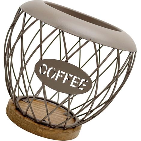 Organisateurs de dosettes de café résistants à la rouille, capacité de 50 cm, cadre en bois métallique, rangement de cuisine moderne, design ouvert, optimisant l'espace pour économiser de (1/5)