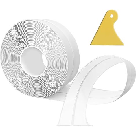 Plinthe Souple Autoadhésive,12M PVC Plinthe Adhesive20x20mm, Plinthe Cuisine Corniere PVC Autocollante pour Cuisine et salle de bain 2x2 blanc (1/5)