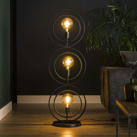 Lampadaire industriel anneaux doubles 3 lampes TRIBECA (1/5)