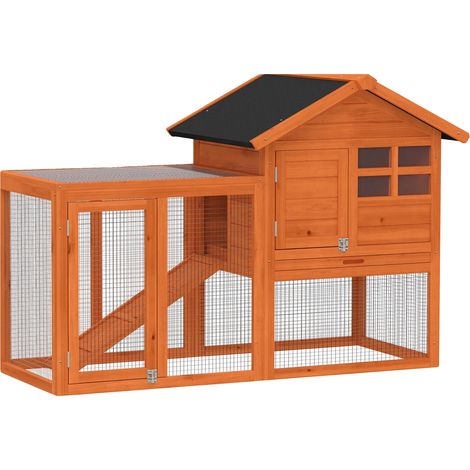 Gabbia per conigli, in legno, dimensioni 46" x 21" x 30", adatta per piccoli animali, tetto in asfalto resistente alle intemperie, vassoio rimovibile. (1/5)