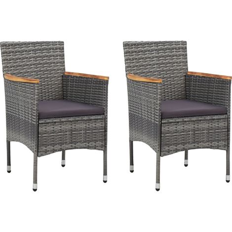 Garten-Essstühle 2 Stk. Poly Rattan Grau (1/5)