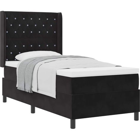 vidaXL Cama tipo Box Spring con colchón Negro 90 x 190 cm Terciopelo (1/5)