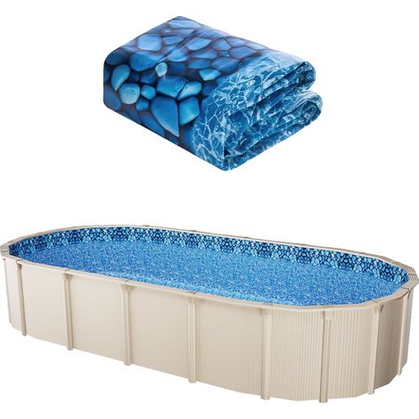 Ducha ovalada para piscina de 12 x 24 pies, revestimiento para instalación sobre el suelo, pared de 48-54 pulgadas, vinilo de 0,32 mm, 732x366x137 cm, 732x366x137 cm-0,32 mm (1/2)