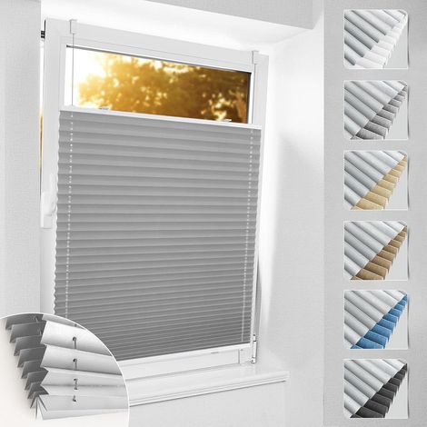 Plissee Verdunkelung Klemmfix ohne Bohren B60 x H140 cm Hellgrau (1/5)