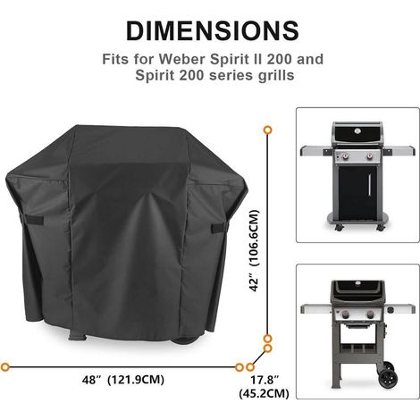 121 L x 45 B x 107 H cm 7138 Abdeckung für Weber Spirit I & II E/S-210 220 und Spirit E210, Platinum 600D 48" Gasgrill-Abdeckung Ersatzteile (1/5)